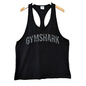 Gymshark Power Stringer Tank Top Mens XL Black Athletic Workout Gym